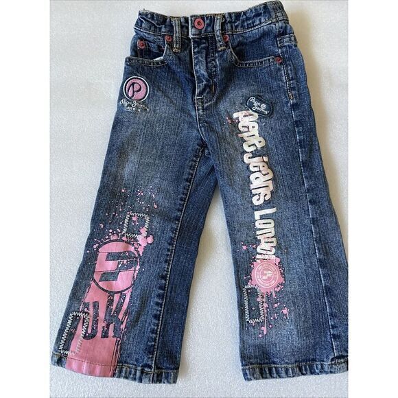 Pepe Jeans London Girls Jeans Size‎ 2T Y2K Vintage Punk Old School - Picture 1 of 11